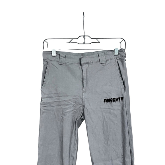 Omighty Embroidered Flame Gray 90's Style Pants Size Large Stretch Rave Casual - Picture 4 of 7